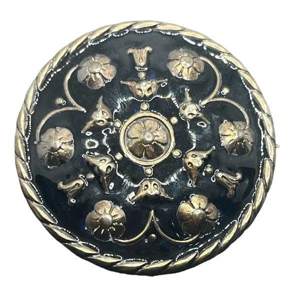 Andresen & Scheinpflug Norway vintage Sterling Silver Black Enamel Brooch pin - Picture 1 of 16